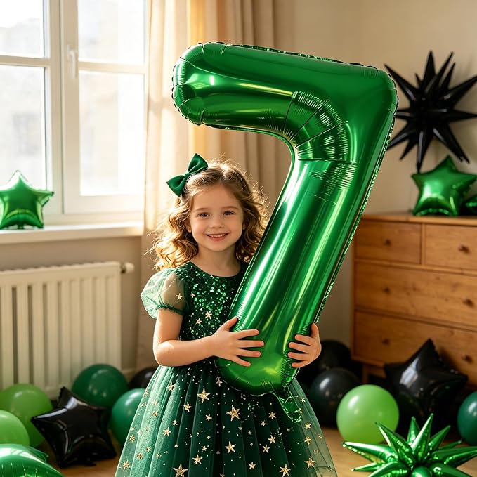 TONIFUL 7th Birthday Balloons Kit 40 Inch Dark Green Large Number 7 Balloon | - Image 5
