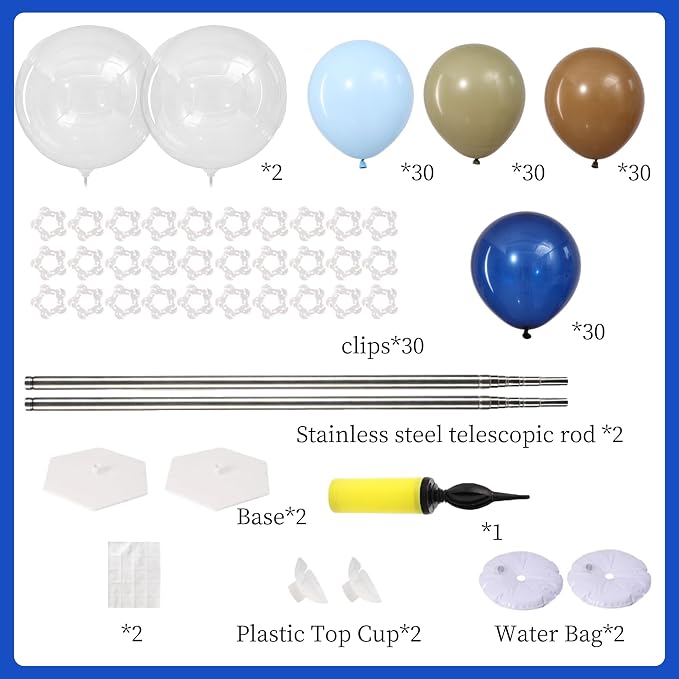 Fishing Birthday Party Balloon Column Stand Kits 2 Sets | 122Pcs Blue Green - Image 2