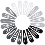 Small Hair Barrettes For Women No Slips Metal Snap Clips For Thin And Fine Hair,Matte Black Gray White,20 PCS,1.97 x 0.5 Inch.