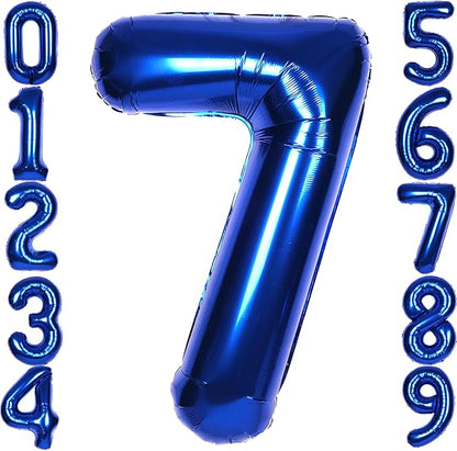 40 Inch Navy Blue Big Number 7 Balloon 0-9 Large Helium | Royal Blue7th Foil by SULALABOO
