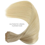 WENNALIFE Seamless Clip In Hair Extensions Human Hair, 12 Inch 80g 7pcs Ombre Ash Blonde to Golden Blonde Balayage Platinum Blonde Remy Hair Invisible PU Skin Weft