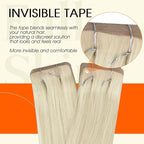 Full Shine Insert Human Hair Tape in Extensions Color 60 Blonde Injection Tape in Hair Extensions 20Pcs Machine Remy Seamless Invisible Skin Weft 24Inch 50Gram for Women