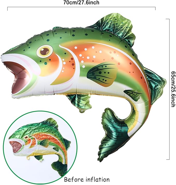 Rainbow Trout Fish Balloons for O-fishally One Fishing Themed Party Decor | - Image 2