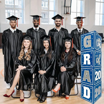 2026 Graduation Decorations Blue and Silver Balloon Boxes Class of 2026 Decor - Image 4