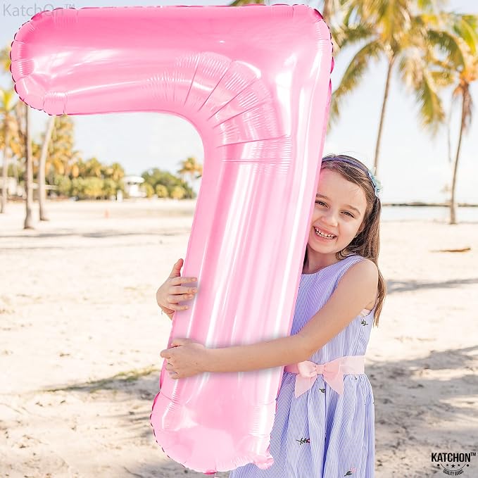 KatchOn, Light Pink Giant Number 7 Balloon - Image 2