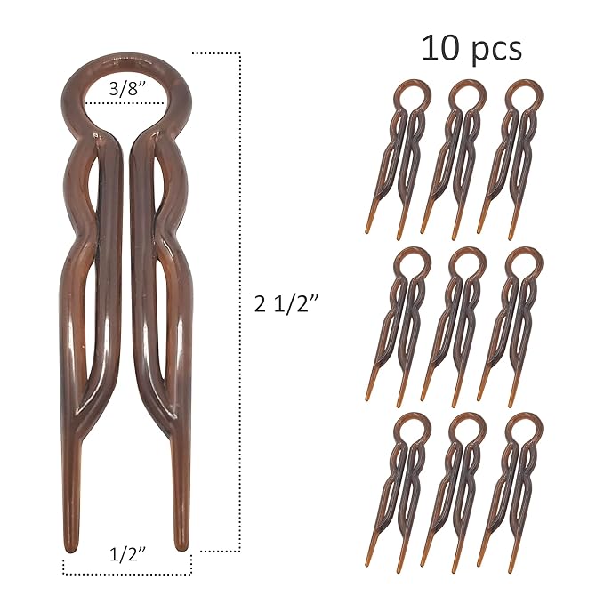 Good Hair Days Hair Pins - 2 1/2" Plastic, U-shaped Magic Grip Hairpins, Strong Durable Pins For Fine, Thick & Long Hair, Styling Accessories - Black, Set of 10