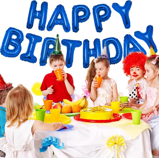 PIGETALE 16 Inch Royal Blue Happy Birthday Balloon Banner, Unisex Party Supplies - Image 5