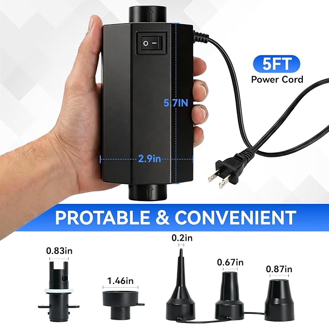 Electric Air Pump for Inflatables, Inflator Deflator Quick-Fill, Compact Pump - Image 6