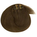 Ve Sunny Clip in Hair Extensions For Short Thin Hair 12 inch Cool Ash Brown Hair Extensions Real Human Hair Clip ins For Women 5pcs 85g