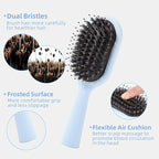 Boar Bristles Hair Brush for Women and Men, Detangling Hair Brush for Smoothing Massage Add Shine, Nylon&Boar Bristles Detangler brush for Hair Healthy (Medium-Blue)