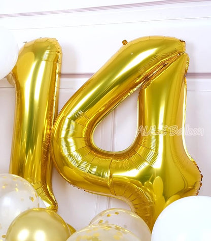 AULE 40 Inch Gold 14 Balloon Number Foil 0-9 Birthday Big Numbers | Birthday - Image 4
