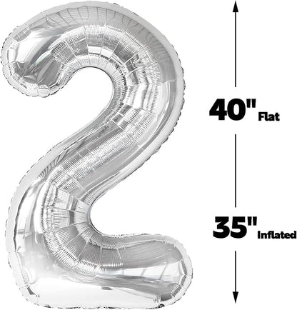 40 Inch Silver Mylar Foil Number 26 Birthday Balloon, Digital Balloons - Image 2