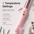 Extra-Long Barrel Rotating Curling Iron with Short Clamp, Automatic Curling Iron 1 Inch Creates Loose Curls – for Medium and Long Hair, High Heat 410°F, Instant Heat up, Double Ceramic, Dual Voltage