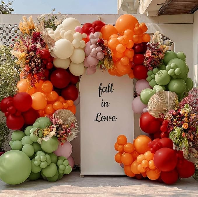 Sage Green Orange Red Balloons Double Stuffed Fall Balloon Burnt Orange Pink - Image 5