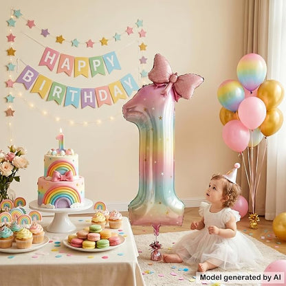 40 Inch Giant Number 1 Balloon Rainbow Foil Mylar Balloon - Image 4