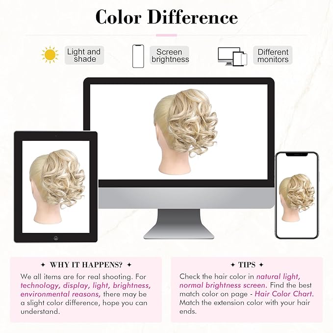 REECHO 9" Short Ponytail Extension, Classic Loose Curly Wavy Claw Clip Pony tails Hair Extensions HP001 Hairpieces for Women - Natural Blonde with Highlights