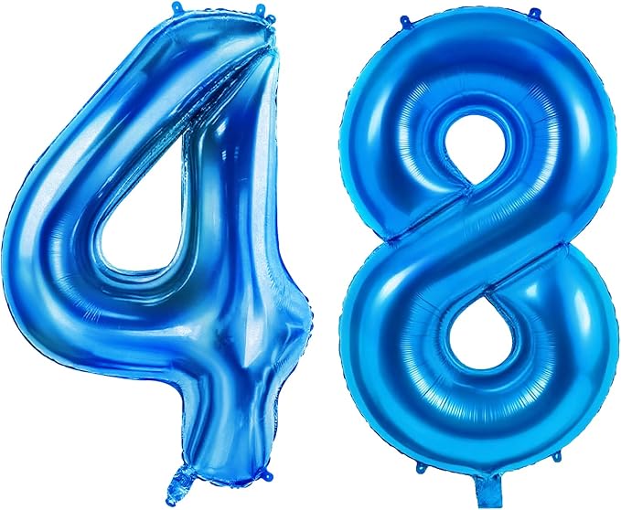 Number 48 Balloons for 48th Birthday Party Decorations, 0-100 Large No.48 by Joycard