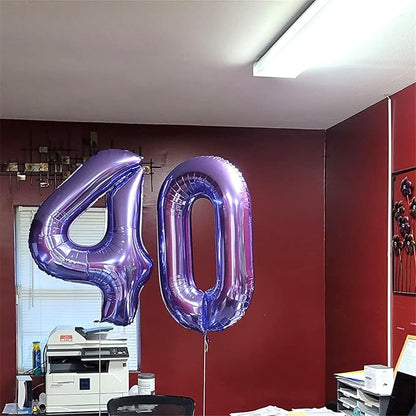Purple Number 40 Birthday Balloons, 40 Inch Large Purple Mylar Foil Number 4 - Image 5