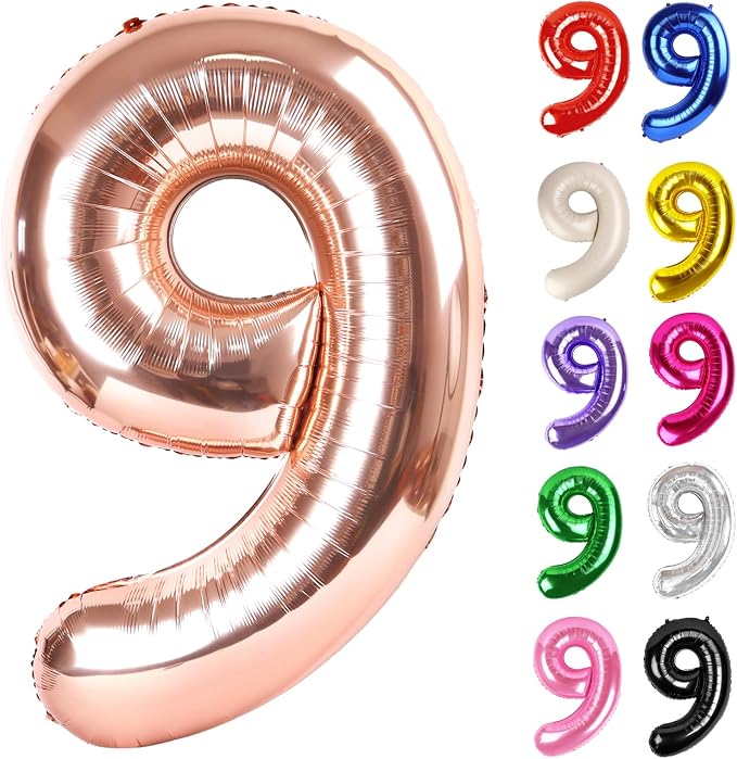 Rose Gold Number 9 Balloon 40 Inch by IWERP