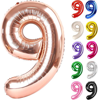 Rose Gold Number 9 Balloon 40 Inch by IWERP
