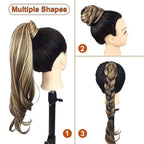 Chicmoi Grey Ponytail Extainson 32 Inch Flexible Wrap Around Ponytail Hair Extension Long Wavy Pony Tails hair Extension Synthetic Hairpieces For Women and Girls