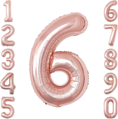 Rose Gold Number 6 Balloon 40 Inch, Luxurious Rose Gold Foil by Unknown