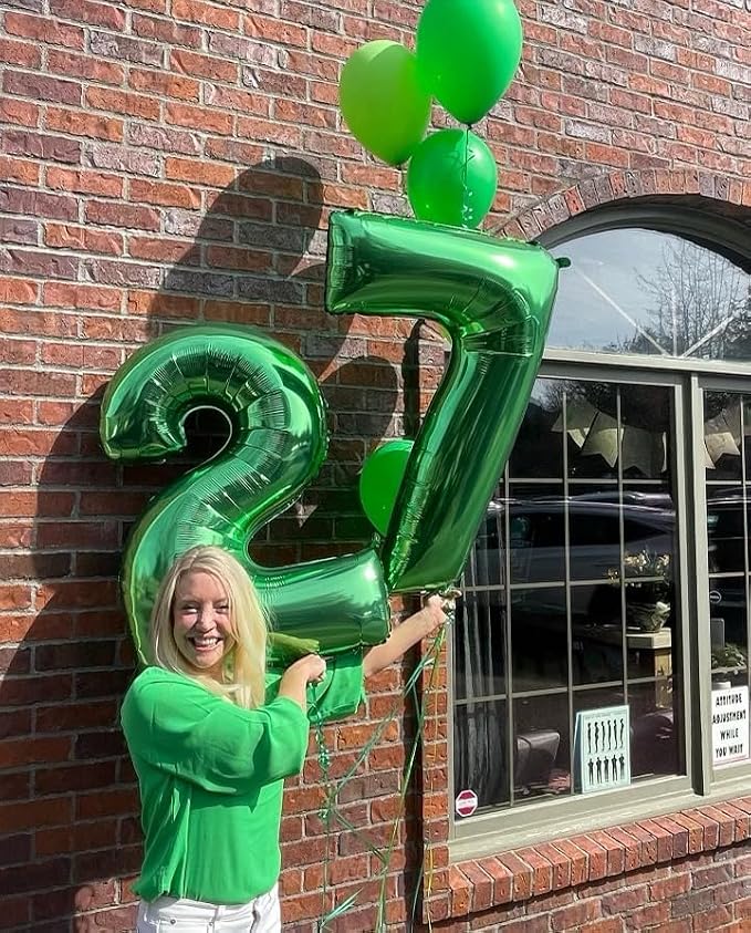 Green Number 7 Balloon 40 Inch, 7th Birthday Party Decorations Men Women | Foil - Image 3