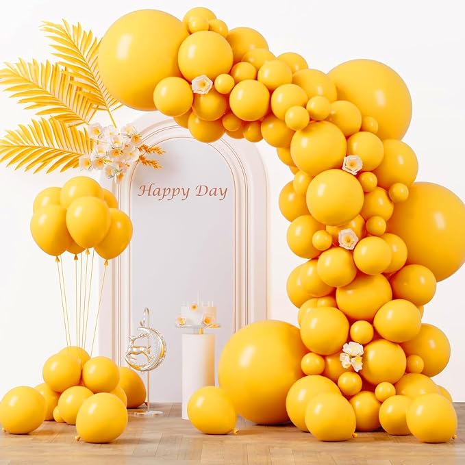 Voircoloria 130pcs Mustard Yellow Balloons Arch Kit, 18 12 10 5 Inch | by Voircoloria