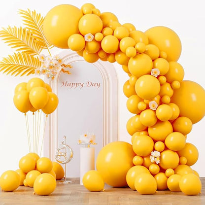 Voircoloria 130pcs Mustard Yellow Balloons Arch Kit, 18 12 10 5 Inch | by Voircoloria