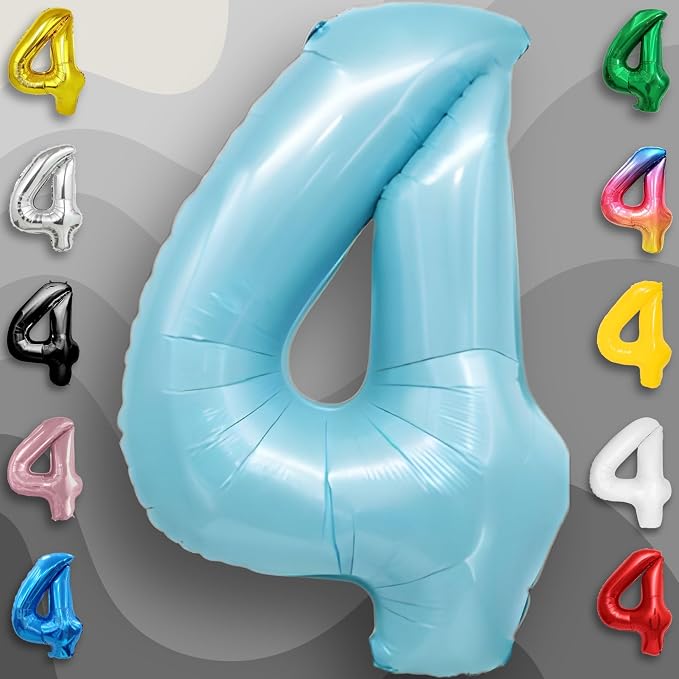 Candy Blue Number Balloon 4 Mylar Foil Balloons 32 inch - Image 5