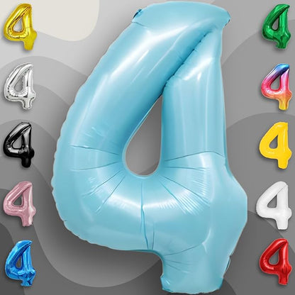 Candy Blue Number Balloon 4 Mylar Foil Balloons 32 inch - Image 5