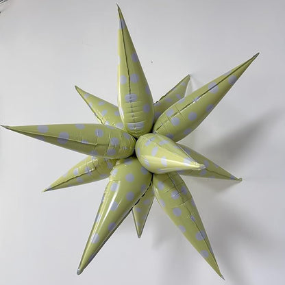 2Pcs Yellow Macaron Polka Dot Explosion Pointed Star Foil Balloons/Candy Color - Image 2