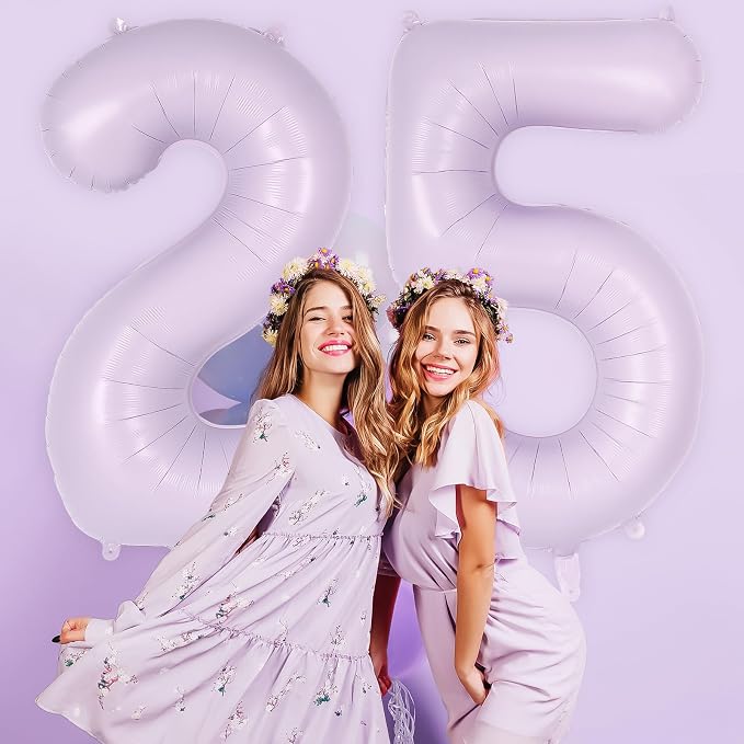 Light Purple Number 5 Balloon, 40 Inch Big Large Foil Helium Number Balloons - Image 4