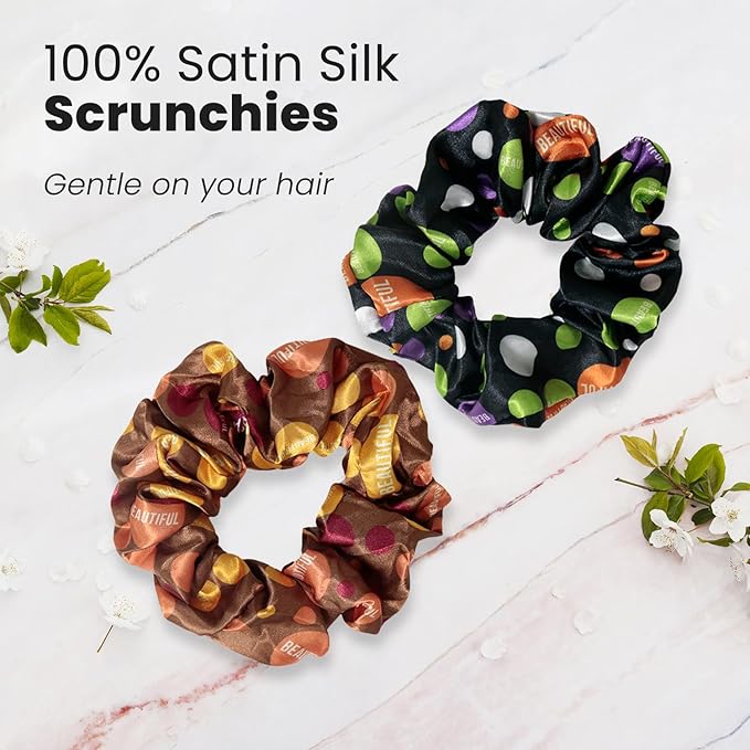 cute design scrunchies for all hair type elastic hair band great for ponytails XL srcunchies set these soft hair ties is great for every occasion (polka dot)
