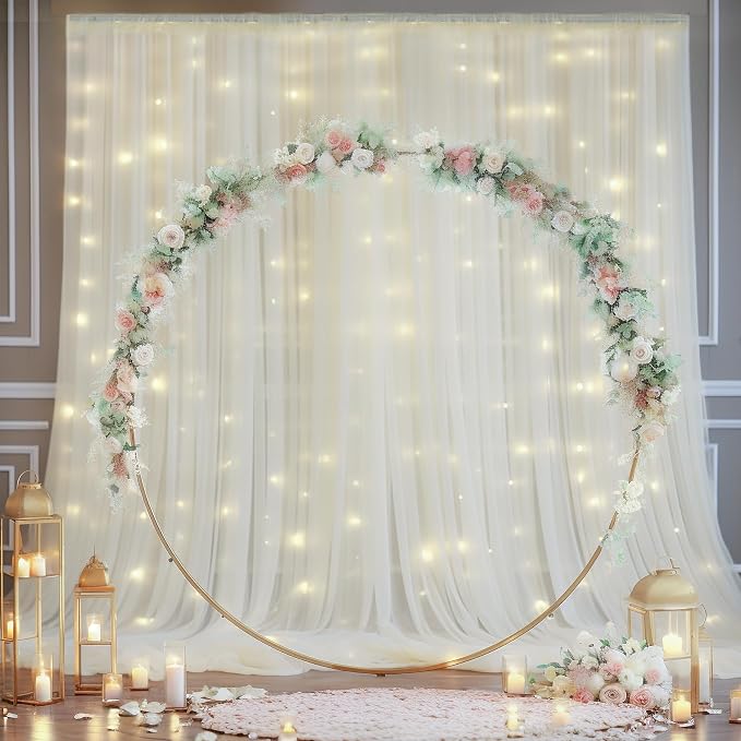 20x10ft Ivory Tulle Backdrop Curtain - Image 8