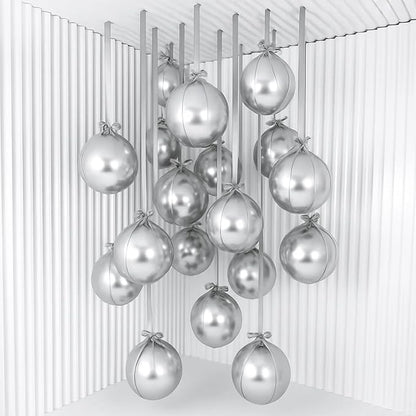 14 Pcs Silver Round Foil Balloons 22/15/10 4D Ball Balloons Metallic Silver - Image 3