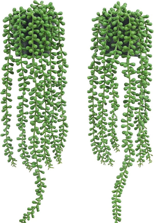 2pcs Fake Hanging Plants Fake Potted String of Pearls Succulent Plants Small by FloweroyalCrafts