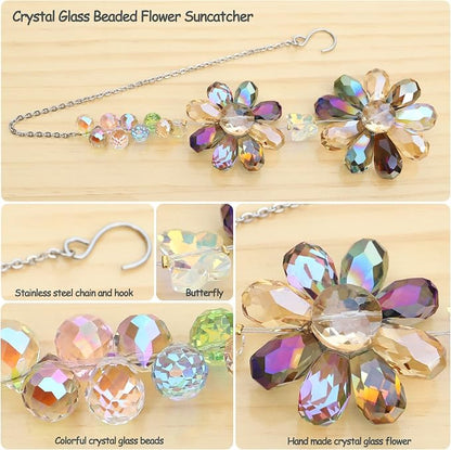 Crystal Flower Suncatcher Hanging Ornament, Rainbow Maker Window Sun Catcher - Image 2
