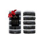 Black and Silver Hair Ties for Thick Hair, Grab & Go Pony Tube, 15 Pack, Black Metallic Pack, Thick No-Crease Bands with Strong Hold, Damage-Free Design | L. Erickson