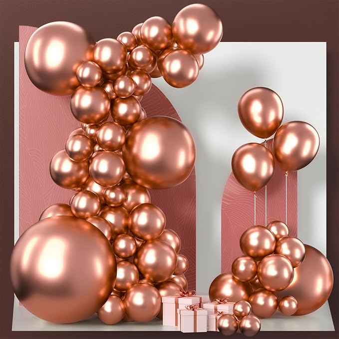 PartyWoo Metallic Rose Gold Balloons 100pcs 36 18 12 10 5 Inch | Balloons by PartyWoo