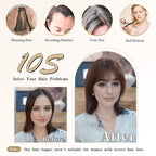 Hair Toppers for Women Clip in Bangs Real Human Hair,10 Inch 30g Brown Topper for Women 150% Density Silk Base Clip in Pieces Straight for Thin Daily Use
