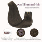 GOO GOO Clip in Hair Extensions Real Human Hair, Remy Human Hair Extensions Clip ins for Women, Natural Human Hair, 20inch 120g 7Pcs, 1C Mocha Brown