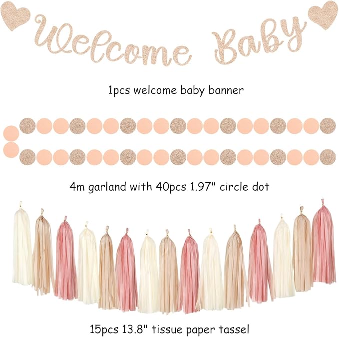Blush-Pink Rose-Gold Fall Baby-Shower Party-Decorations - Image 2
