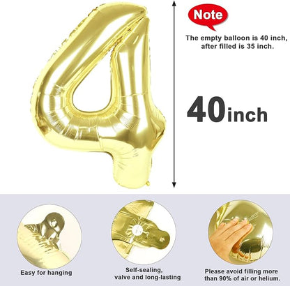 4 Balloon Number 40 Inch Light Gold Balloons - Image 5