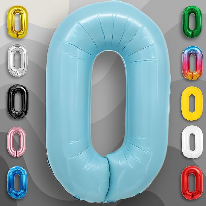 Candy Blue Number Balloon 0 Mylar Foil Balloons 32 inch - Image 3