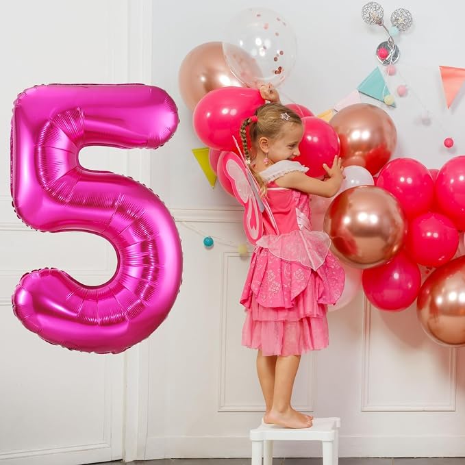 Hot Pink 6 Balloon, 40 Inch Number 6 Balloon, 6 Birthday Balloon Decorations - Image 4
