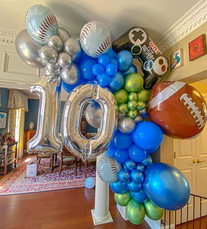 40 Inch Silver 10 Number Balloons Giant 10 Balloons Silver Birthday 10 Balloons - Image 6