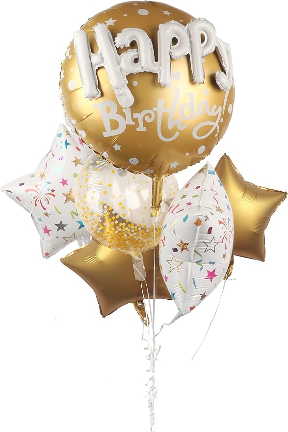 36inch Large Gold Round Foil Helium Mylar Balloons Set 8pcs by DDywarm