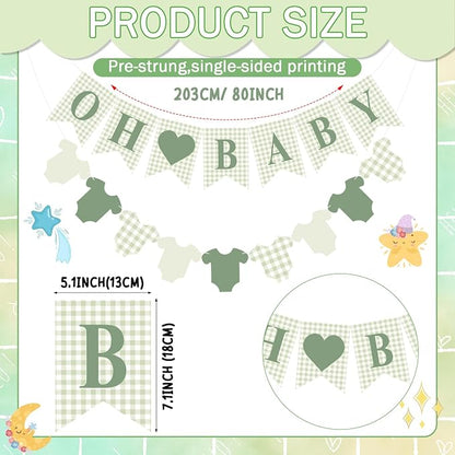 Hahafelt 1 Pcs Green Gingham Baby Banner - Image 5