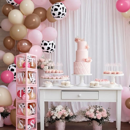 Thyle 5pcs Pink Twins Baby Shower Boxes Cowgirl Baby Shower Decorations - Image 4